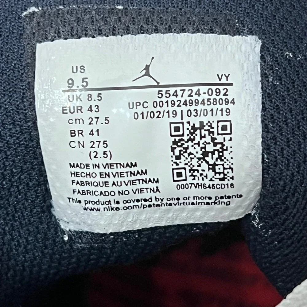Air Jordan 1 Facetasm Mid Fearless 2019 Size 9.5 Men's